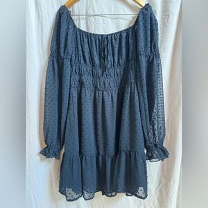 Altar'd State Navy long sleve polka dot dress